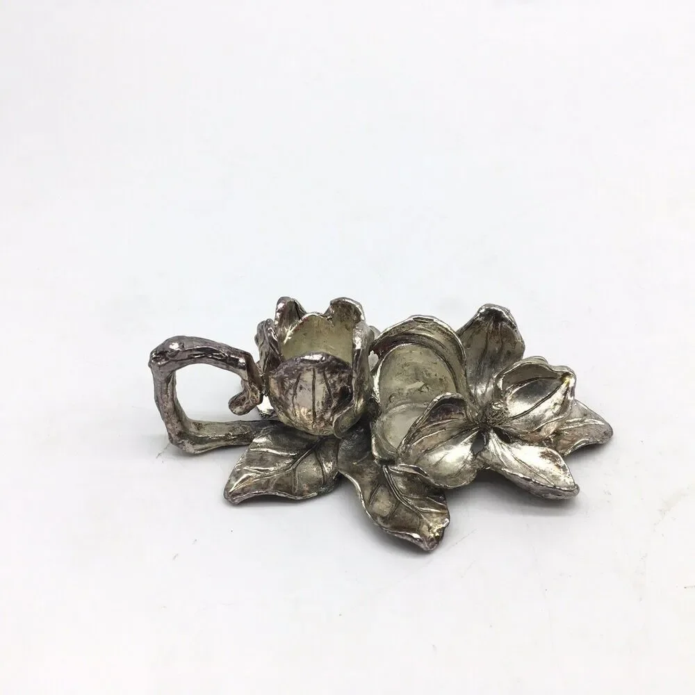 Vtg Arthur Court Magnolia Flower Salt & Pepper Holder Base Only Candle Holder